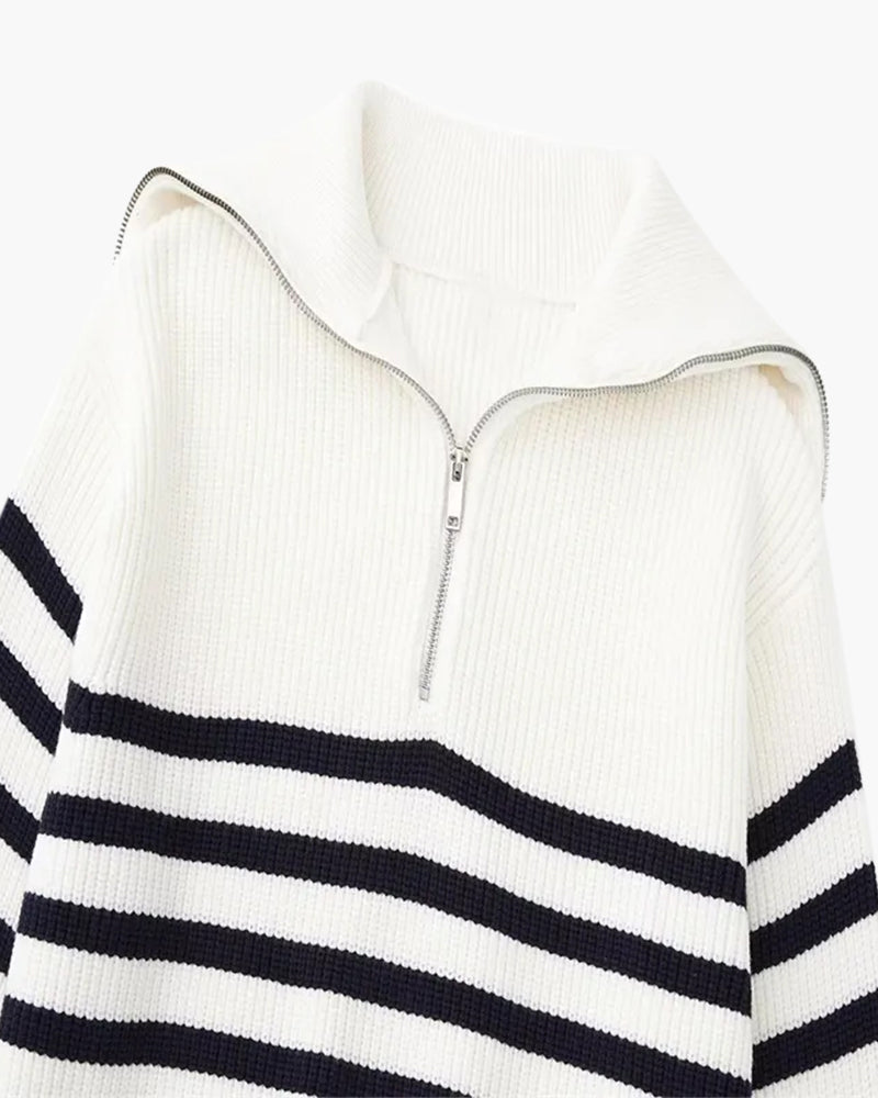 VanVelden™ | Gestreepte Zip Up Trui