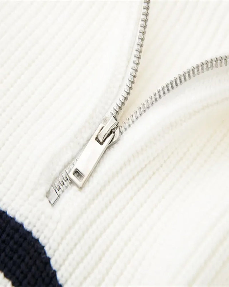VanVelden™ | Gestreepte Zip Up Trui