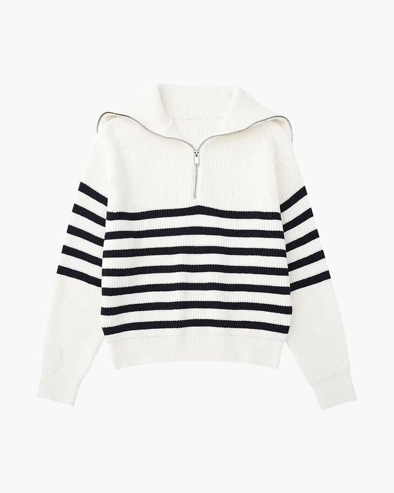 VanVelden™ | Gestreepte Zip Up Trui