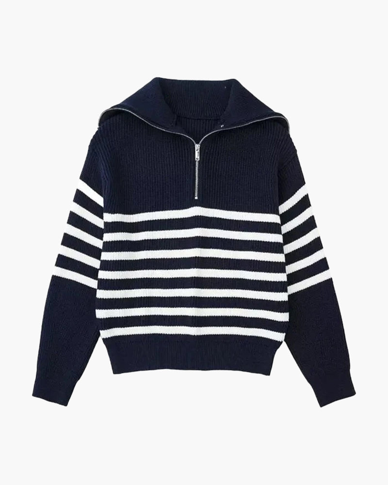 VanVelden™ | Gestreepte Zip Up Trui