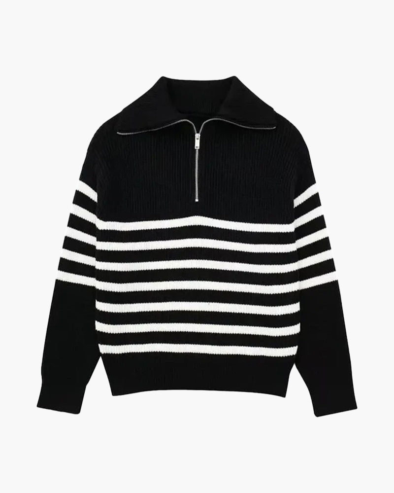 VanVelden™ | Gestreepte Zip Up Trui
